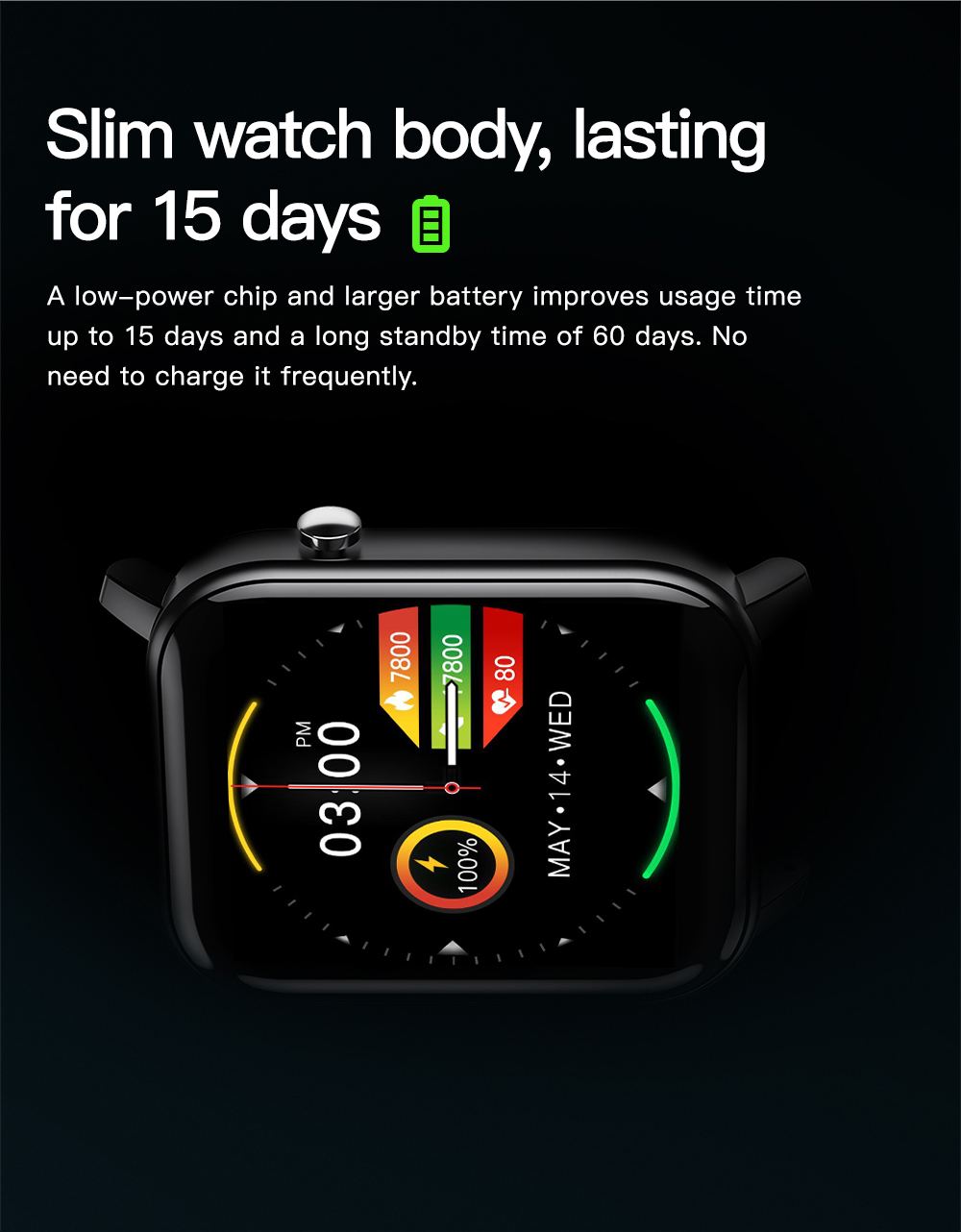 Kospet GTO Smart Watch Slim watch body, lasting for 15 days