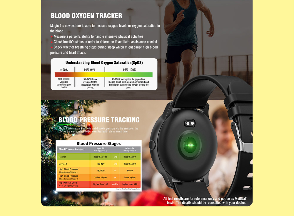 Kospet Magic Blood Pressure Test / Heart Rate Detection Smart Watch - Blue Gray