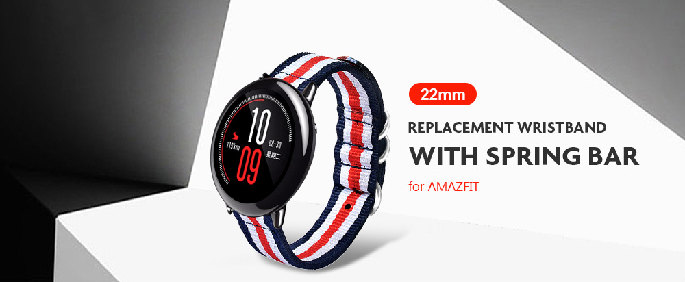 22mm Canvas Replacement Wristband Watch Strap with Spring Bar for AMAZFIT